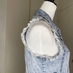 Love Stitch Light Acid Wash Distressed Denim Vest Y2K 90's Sz S Blue Photo 2