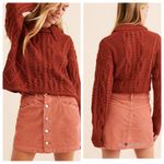 Free People  Ray Coral Corduroy Button Front Mini Skirt Size 0 Photo 1