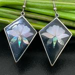 Vintage Mexican Silver Mother of Pearl Inlay Diamond Photo 1