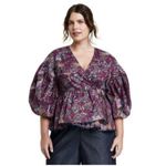 Kika Vargas X Target Wrap Top Coral Reef Puff Sleeve Scalloped Hem 1X Wo… Purple Photo 14