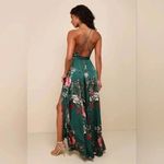 Lulus Still The One Emerald Green Floral Print Satin Maxi Dress Size S Photo 11