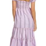 o.p.t Serenette Square Neck Smocked Gingham Midi Dress Purple Pink Size Large Photo 3