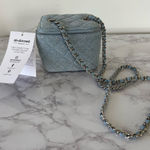 AHDORNED Quilted Denim Mini Shoulder Bag with Chain Strap Blue New with Tags Photo 0