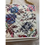 Tory Burch  Fleming Floral Leather Chain Wallet Crossbody Purse Bag White Purple Photo 3
