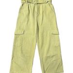 Sans Souci  Women's Size L Wide Leg Cargo Pants Cropped Khaki Pleated High Waist Photo 2