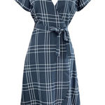 Madison Women’s Dress Sz XS Gray Modern Windowpane Plaid Pattern High‎ Low Photo 0