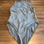 Topshop  Olive Green One Piece Swimsuit High Neck Mesh Strapy Sexy Back Size 8 Photo 1