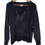 Umgee  Chenille Sweater Sz L Lace Up Pullover‎ Long Sleeve Casual Soft Comfort Photo 0
