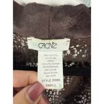 Cache  Vintage Brown Lace Zip Topper Cardigan Blouse Sheer Size Small Photo 2