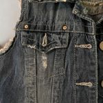 Distressed Ripped Denim Jean Jacket Vest with Crochet Details Blue Size M Photo 6