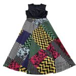 Eshakti Dress Womens 2 Black Multi Patchwork Sleeveless A-Line Fit Flare Retro Photo 0