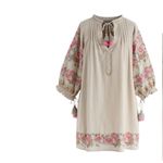 Chicwish Bohemian Florist Tassel Embroidered Tunic Mini Dress Size Medium EUC #VEG-0016 Photo 2