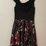 Hutch Anthropologie  Black Red Floral Cowl Neck Knee Length Dress Womens 6 Formal Photo 1