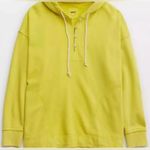 Aerie  Beach Weekend Quarter Button Oversized Hoodie‎ Women's Large Chartreuse Photo 3