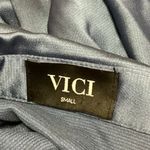 VICI Women's Blue Silk Satin Button Down Collar Long Sleeve Shirt Blouse Top S Photo 2