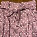 ZARA Lilac & White Polka Dot High Waisted Flowy Satin Belted Paperbag Shorts XS Photo 8