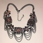 Gunmetal Gray Dark Metal Black CZ Rhinestone Boho Chunky Statement Necklace Photo 4