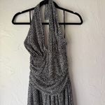 Dress Barn Y2K Halter Midi Dress Size 12 Black White Geometric Ruched 2000s Photo 1