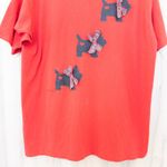 Hanes VTG 80s Women T-Shirt Size XL Red Dog Print Scottish Terrier Holiday Retro Photo 2