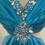 Teal Blue‎ Dress Size 8 Beaded Evening Party Cocktail Prom Bedazzled Rhinestone Blue Photo 3
