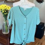 Weatherproof Comfy Sea Green Sage Tie Knot Top Photo 5