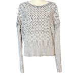 EUC DKNY Jeans Women’s Drop Shoulder Herringbone Crop Sweater Size Large Gray Photo 1