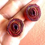 Orange paper swirl post earrings Photo 2