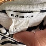 Susana Monaco Club Monaco Black Striped Crew Neck Linen Cropped T-Shirt Size M Casual Photo 4
