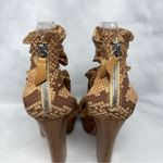 Casadei  Mesh Snakeskin Strappy Bandage Wrap Chunky Platform Block Heel Sandals Photo 8