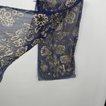 Ann Taylor Blue & Black Floral Sheer Rectangle Scarf Accessory Multifunction Y2k Photo 2