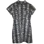 Free People Italian Love Story Mini Shirt Dress Snakeskin Print Collared Gray S Photo 2