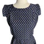 Tramp Cap Sleeve Swing Dress M Blue Elephants Tie Waist Zip Circle Twirl Skirt Size M Photo 1