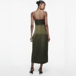 ZARA NWT Green Satin Effect Midi Wrap Dress Sz Large Beaded Straps Photo 1