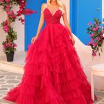 Red prom pageant ballgown dress Size 4 Photo 1