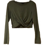 Revamped Green Twist Front Cropped Shirt Photo 0