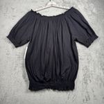 RxB Blouse XL Embroidered Peasant Smocked Off Shoulder Floral Boho Festival Top Black Photo 2