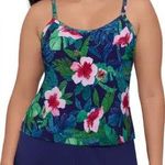 NWT TrimShaper Farrah Scoopneck Swim Romper Swimsuit | Jungle Oasis Print | 20W Photo 0