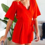 Jun & Ivy boutique red scalloped neckline jumpsuit romper preppy chic Photo 8
