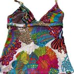 Trina Turk Vintage  top Stunning Multicolor strap blouse flowing Tankini Sz 6 Photo 0
