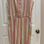 Matilda Jane Take A Chance Romper Sleeveless Pink Orange Stripe Size XL NWT Photo 0