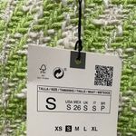 ZARA Green White Houndstooth Tweed Gold Button Crop Jacket Blazer Photo 7