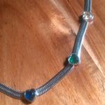 Multi Color Austrian Crystal Stainless Steel Five Heart Station Necklace Photo 3