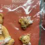 Lapel Pin & Matching Stud Earrings Christmas Holiday Cheer Bear Set Photo 1