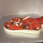 Red Santa sneakers. Their canvas size European 38,which converts to a size 7 1/2 Photo 3