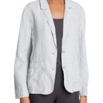Eileen Fisher Linen Blazer Womens Large Gray Silver Metallic Fitted Jacket Photo 10