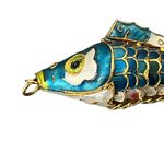 VTG Estate Signed Garden Of Eden Art Nouveau Oval Brooch Pin Metal Resin Blue Photo 4