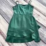 Lulu's Dreams Come True Emerald Green Satin Ruffled Mini Dress Photo 2