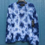 Nicole Miller NWT Blue TieDye Cable Knit Pullover S Photo 1