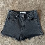 ZARA  Black Jean Shorts High-Waisted Frayed Hem Photo 0