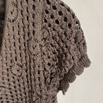 Charlotte Russe Crop Crochet Open Knit Style Tie Front Cardigan Shrug Sweater Photo 4